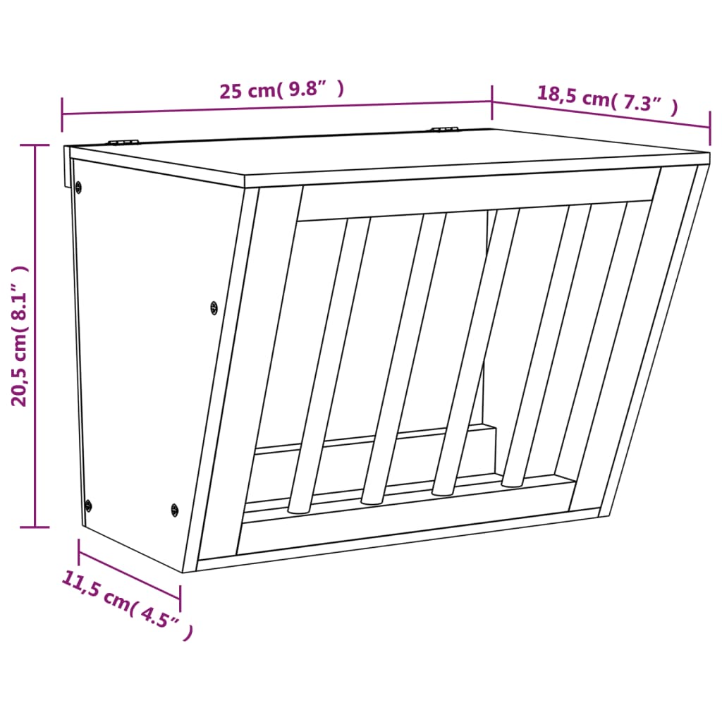 Mangiatoia per Conigli 25x18,5x20,5 cm Legno Massello di Abete - homemem39