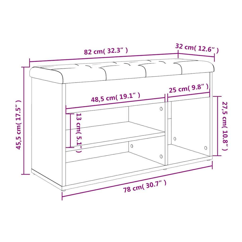 Panca per Scarpe Grigio Cemento 82x32x45,5cm Legno Multistrato