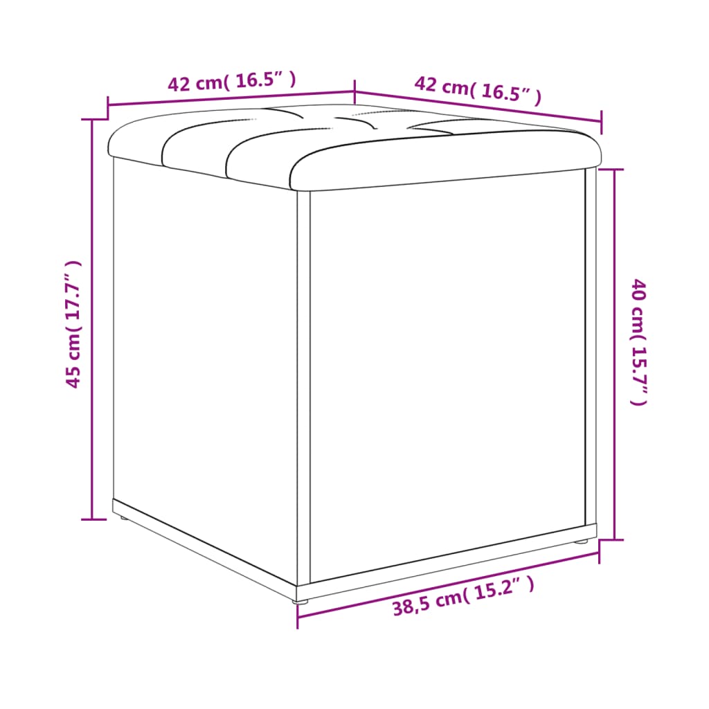 Panca Portaoggetti Rovere Marrone 42x42x45 cm Legno Multistrato | homemem39