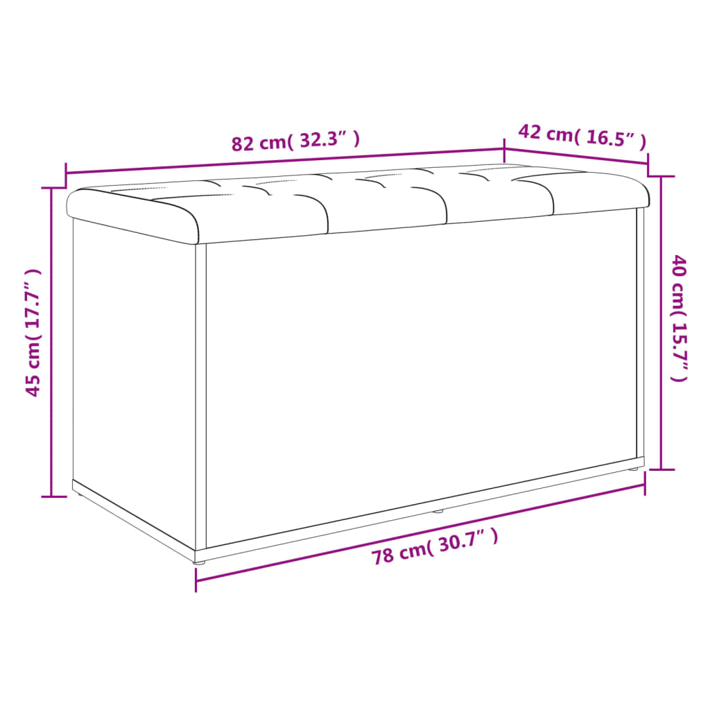 Panca Portaoggetti Rovere Fumo 82x42x45 cm Legno Multistrato | homemem39