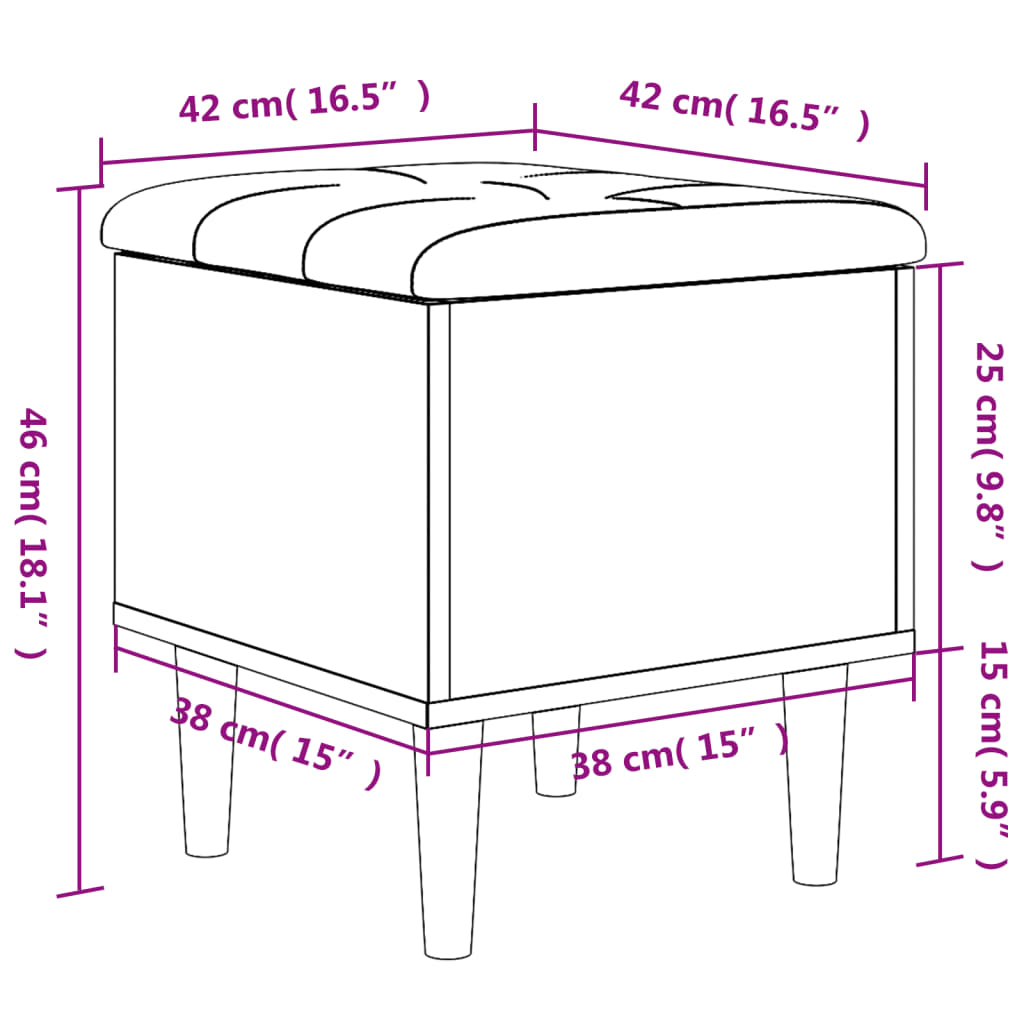 Panca Portaoggetti Nera 42x42x46 cm in Legno Multistrato | homemem39