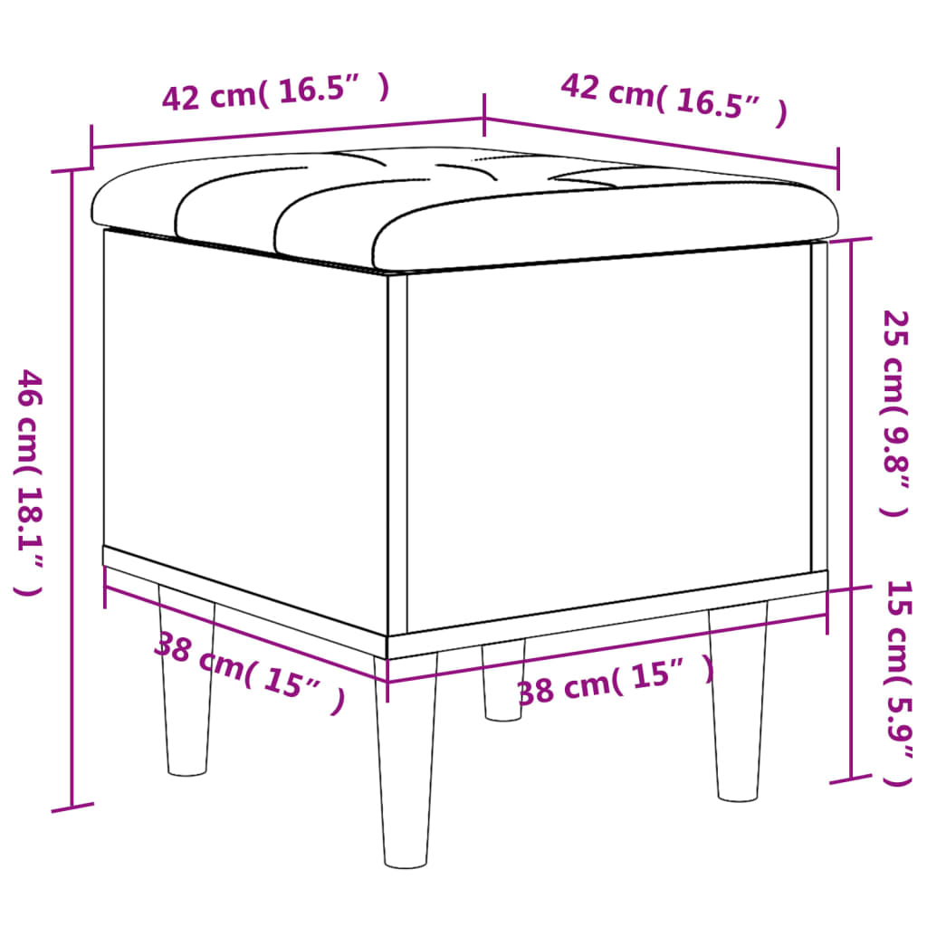 Panca Portaoggetti Rovere Sonoma 42x42x46 cm Legno Multistrato | homemem39