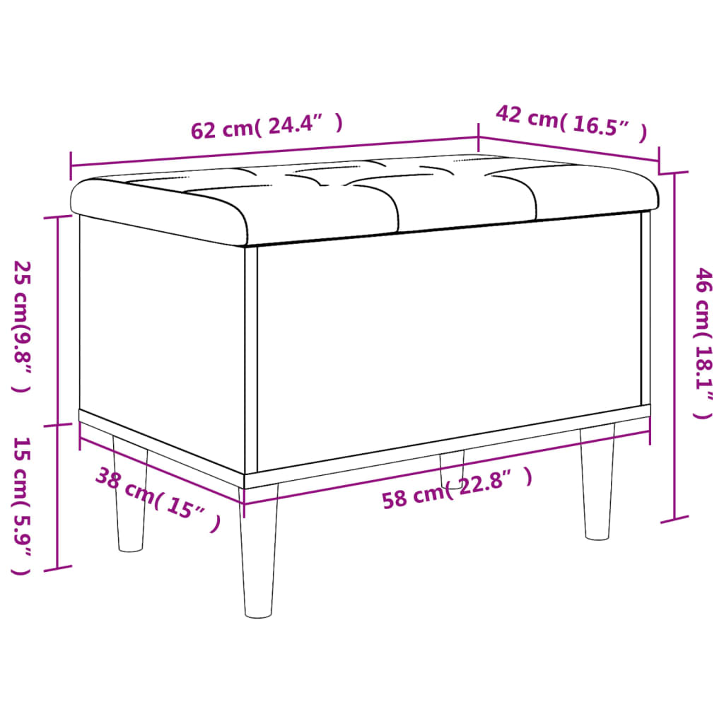 Panca Portaoggetti Grigio Cemento 62x42x46 cm Legno Multistrato | homemem39