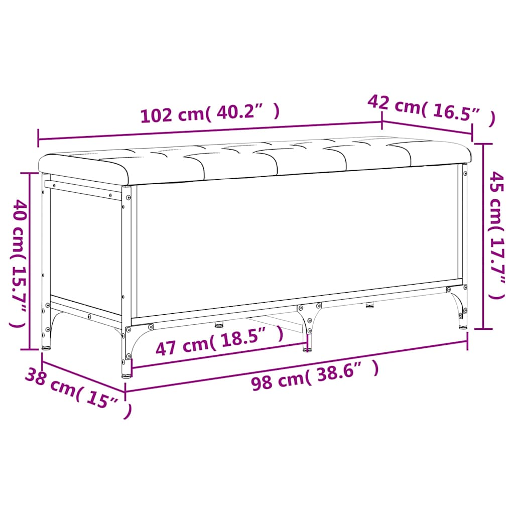 Panca Portaoggetti Nera 102x42x45 cm in Legno Multistrato | homemem39