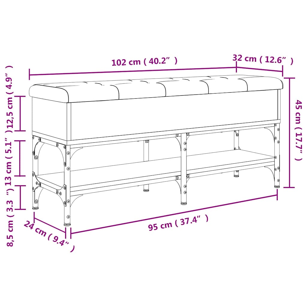 Panca Porta Scarpe Rovere Marrone 102x35x45cm Legno Multistrato | homemem39