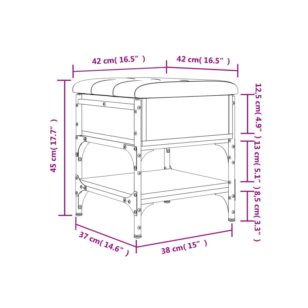 Panca Porta Scarpe Grigio Sonoma 42x42x45 cm Legno Multistrato | homemem39