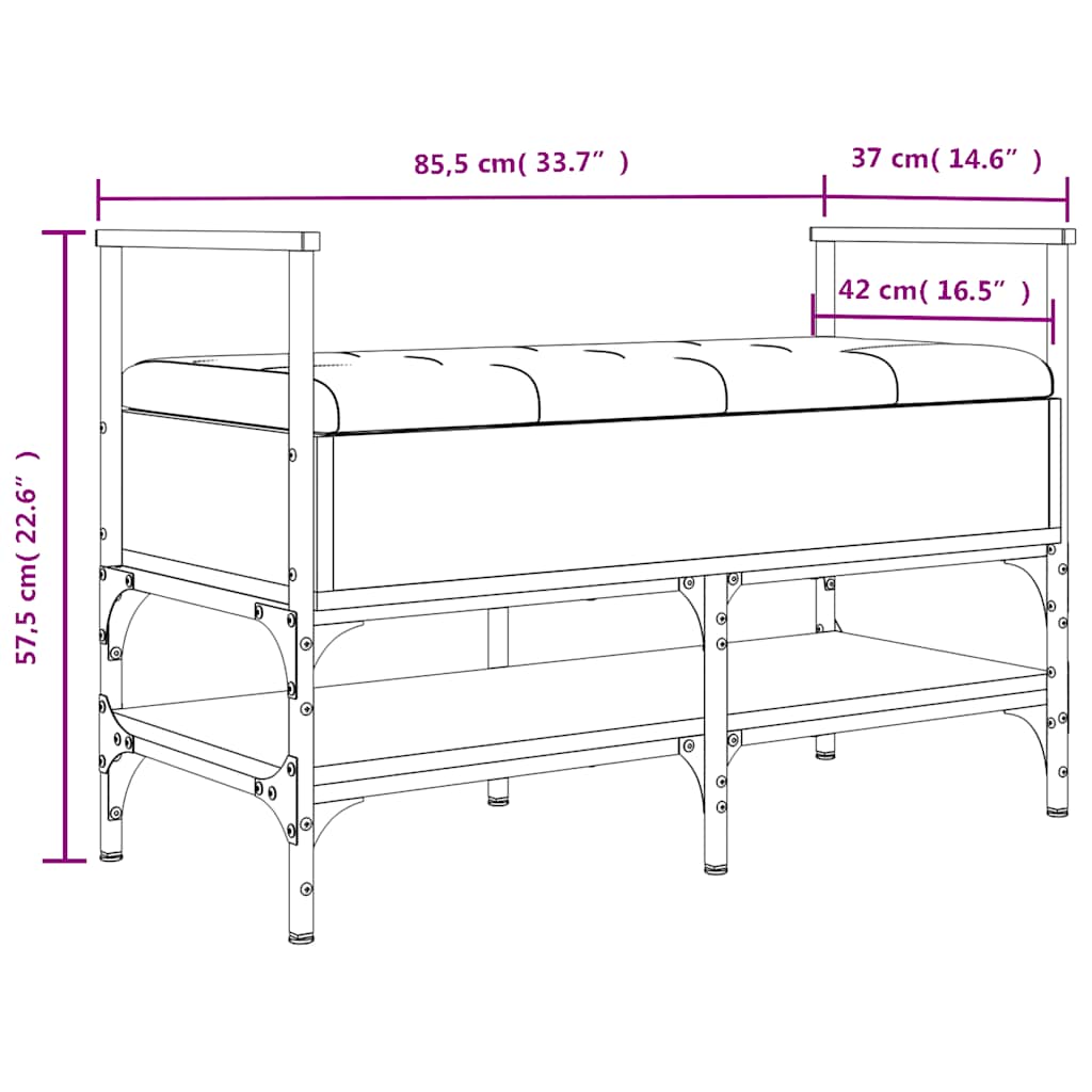 Panca Porta Scarpe Grigio Sonoma 85,5x42x57,5 cm
