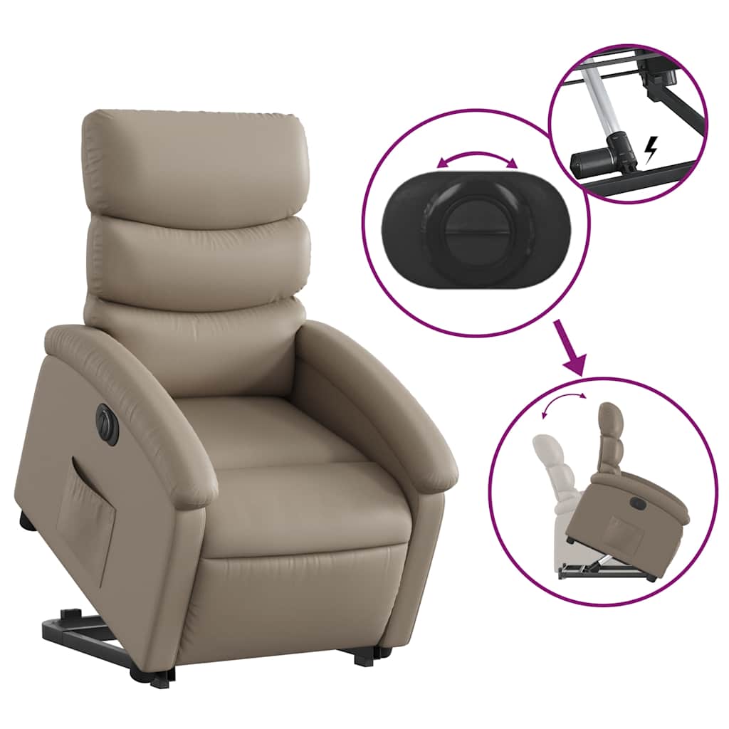 Poltrona Alzapersona Reclinante Elettrica Cappuccino Similpelle | homemem39