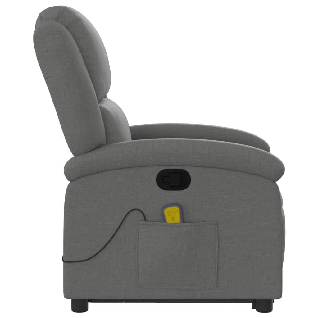 Poltrona Alzapersona Massaggi Reclinabile Grigio Scuro Tessuto - homemem39