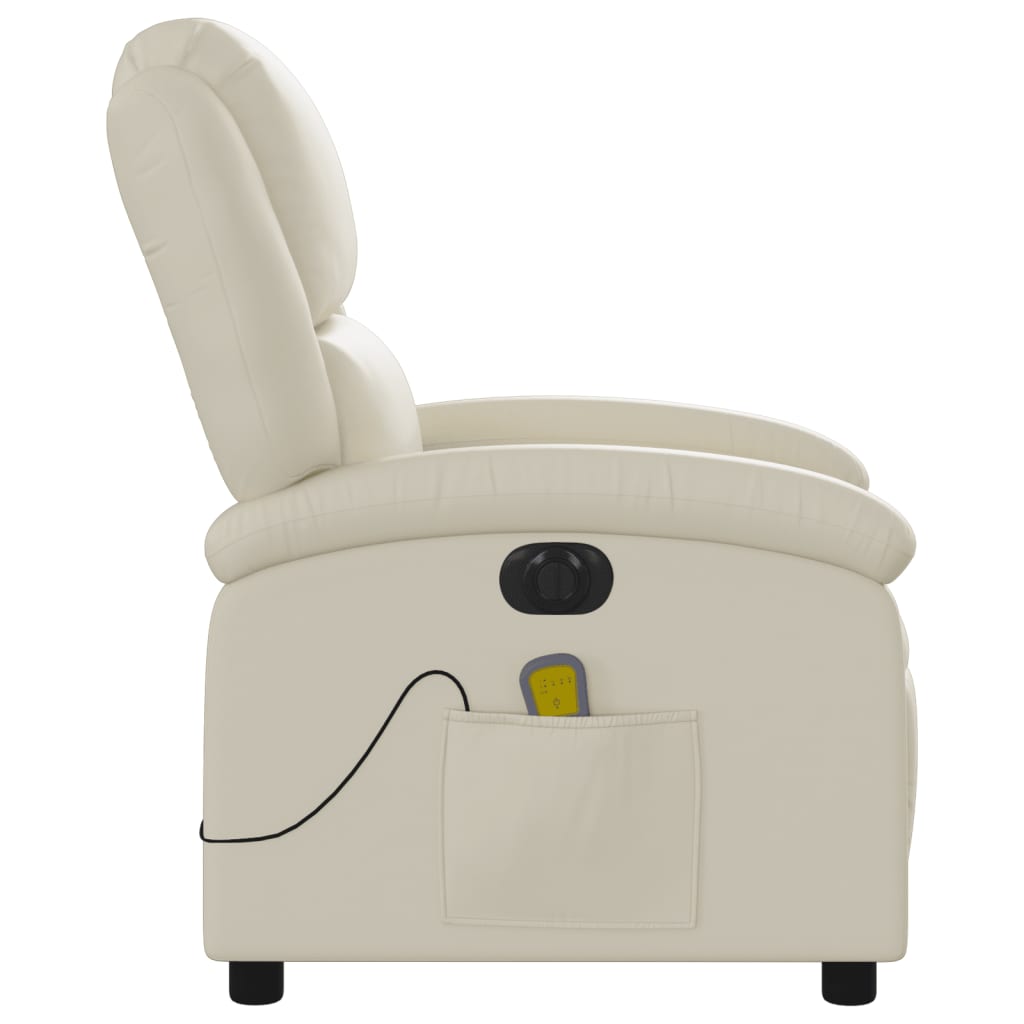 Poltrona Massaggiante Elettrica Reclinabile Crema Similpelle - homemem39