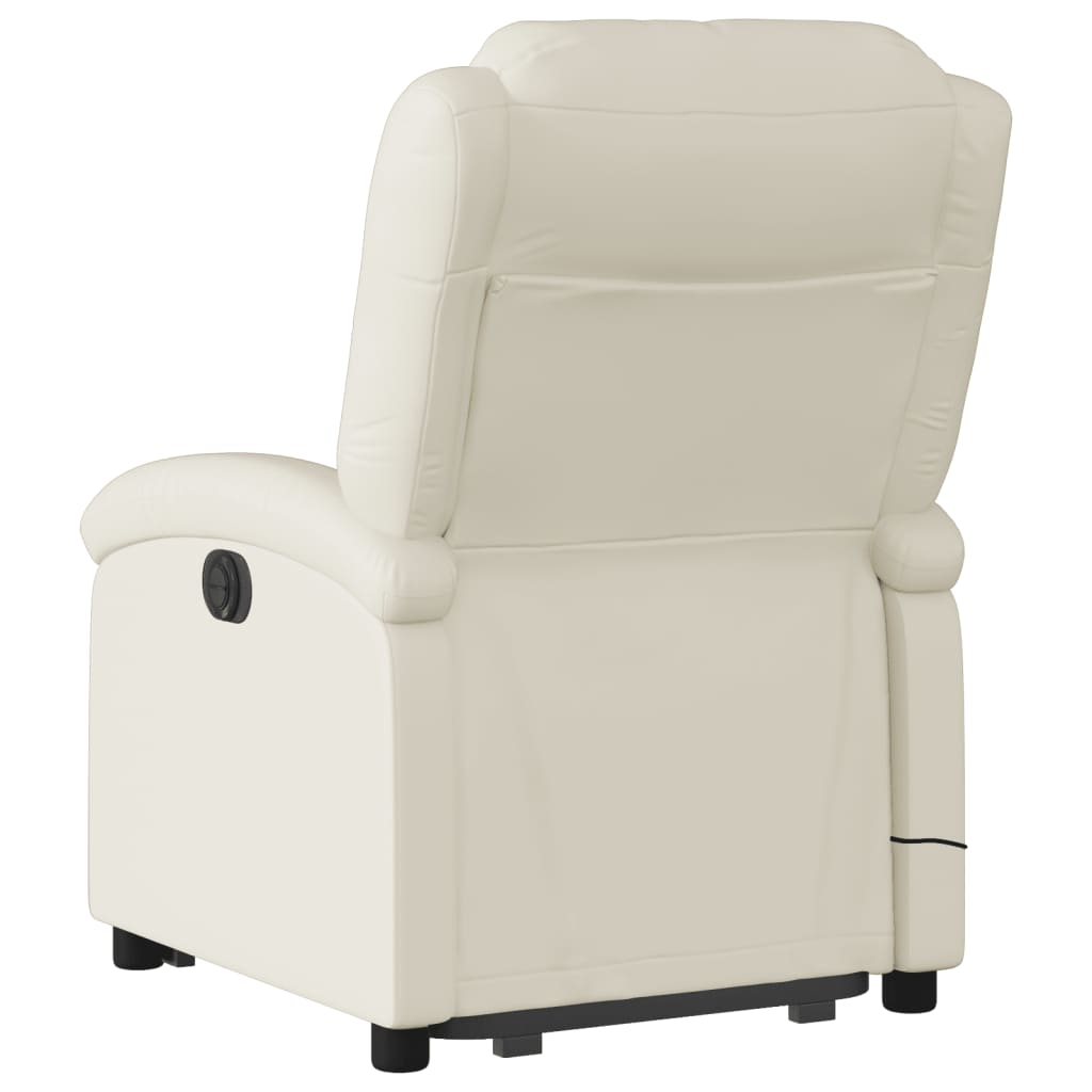 Poltrona Alzapersona Reclinabile Massaggio Crema Similpelle - homemem39
