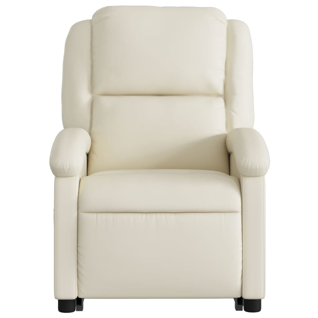Poltrona Alzapersona Reclinabile Massaggio Crema Similpelle - homemem39