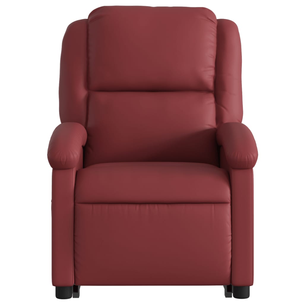 Poltrona Alzapersone Massaggi Reclinabile Rosso Vino Similpelle - homemem39