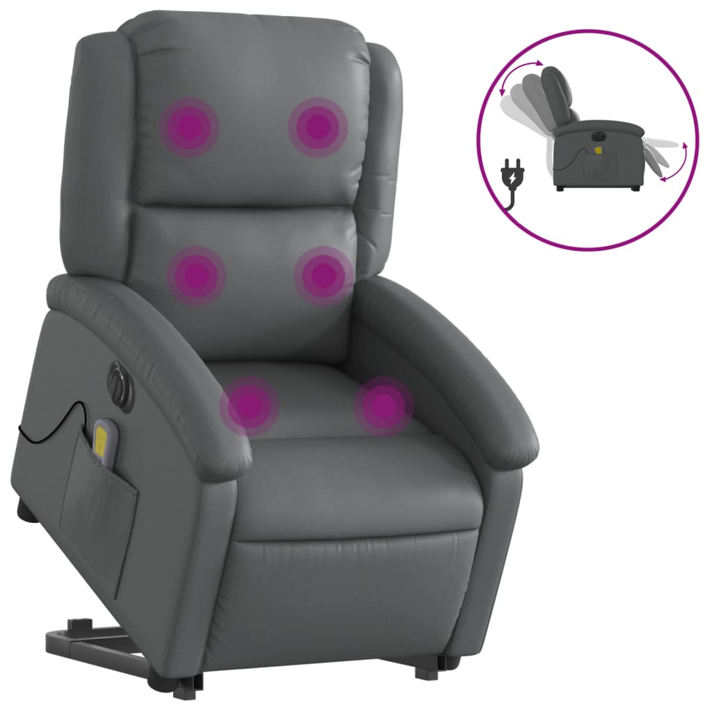Poltrona Alzapersona Elettrica Reclinabile Grigio in Similpelle - homemem39