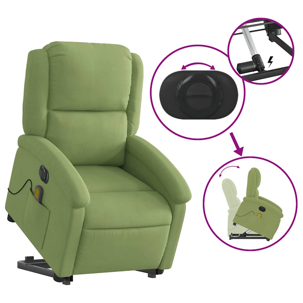 Poltrona Alzapersona Massaggi Elettrica Verde Chiaro Velluto | homemem39