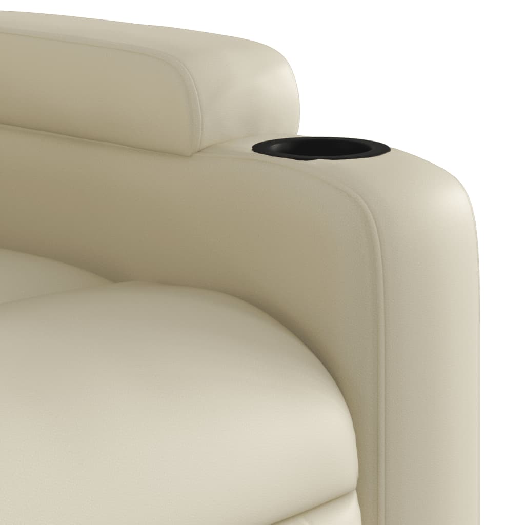 Poltrona Alzapersona Reclinabile Massaggio Crema Similpelle | homemem39
