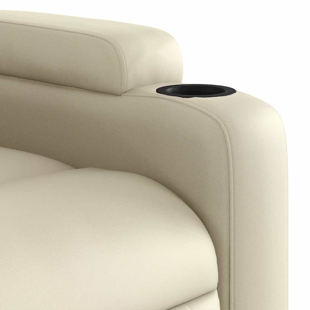 Poltrona Massaggiante Elettrica Reclinabile Crema Similpelle | homemem39