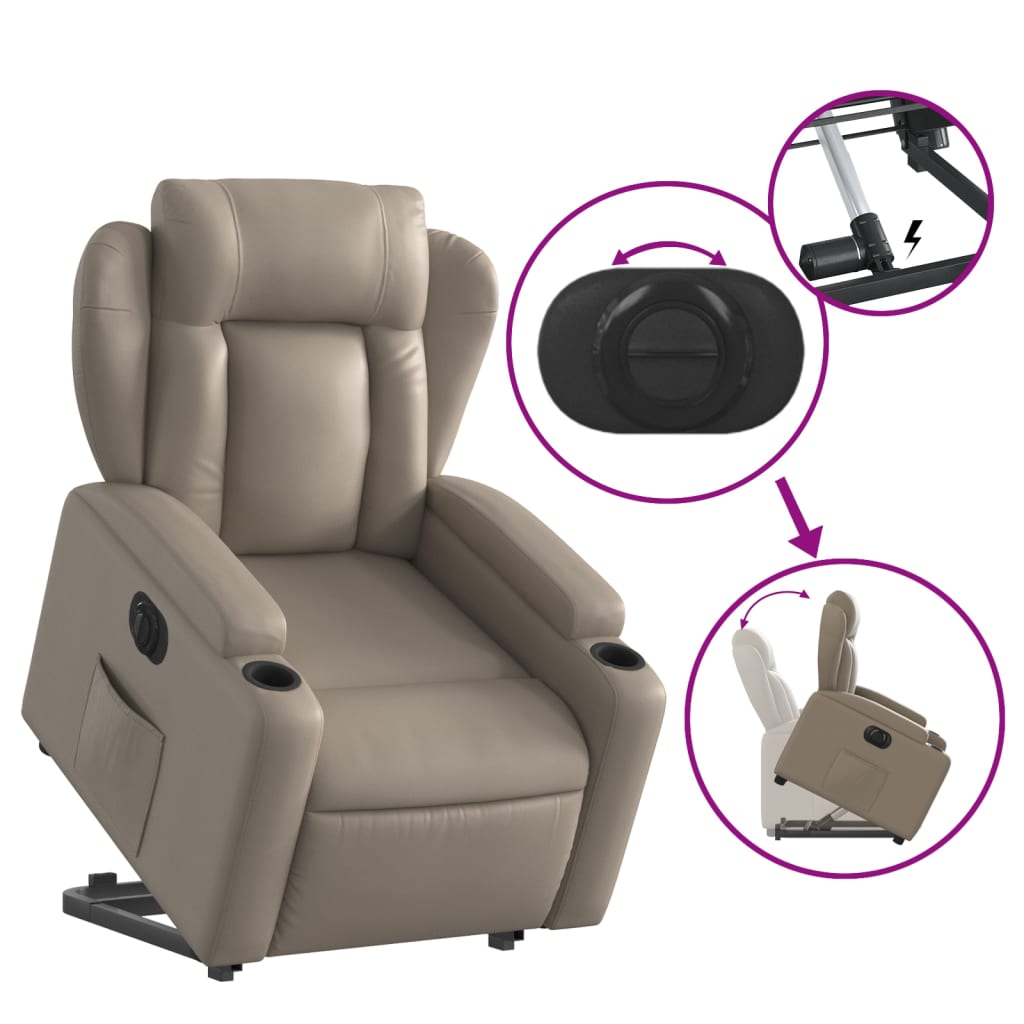 Poltrona Alzapersona Reclinante Elettrica Cappuccino Similpelle | homemem39