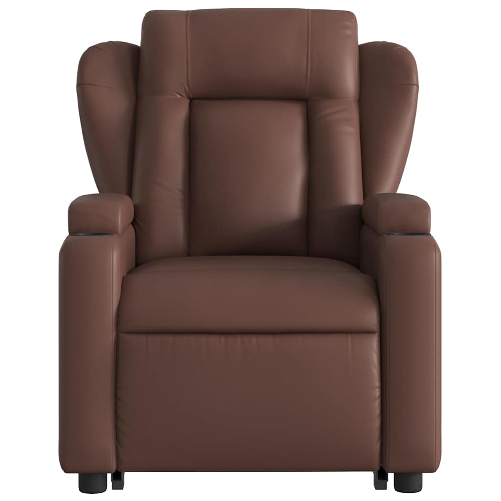 Poltrona Alzapersona Elettrica Reclinabile Marrone Similpelle - homemem39