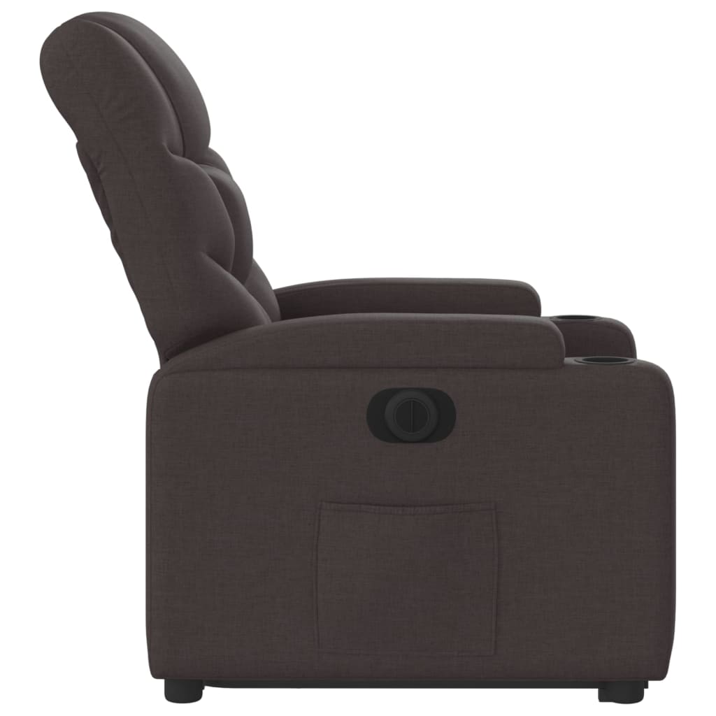 Poltrona Alzapersona Reclinante Elettrica Marrone Scuro Tessuto - homemem39