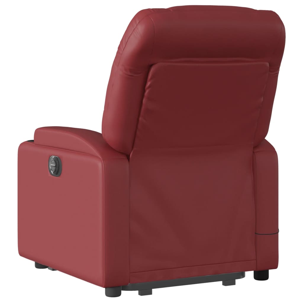 Poltrona Alzapersone Massaggi Reclinabile Rosso Vino Similpelle - homemem39