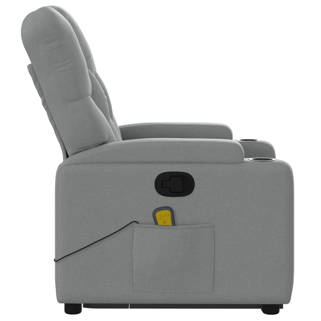 Poltrona Alzapersona Massaggi Reclinabile Grigio Chiaro Tessuto - homemem39