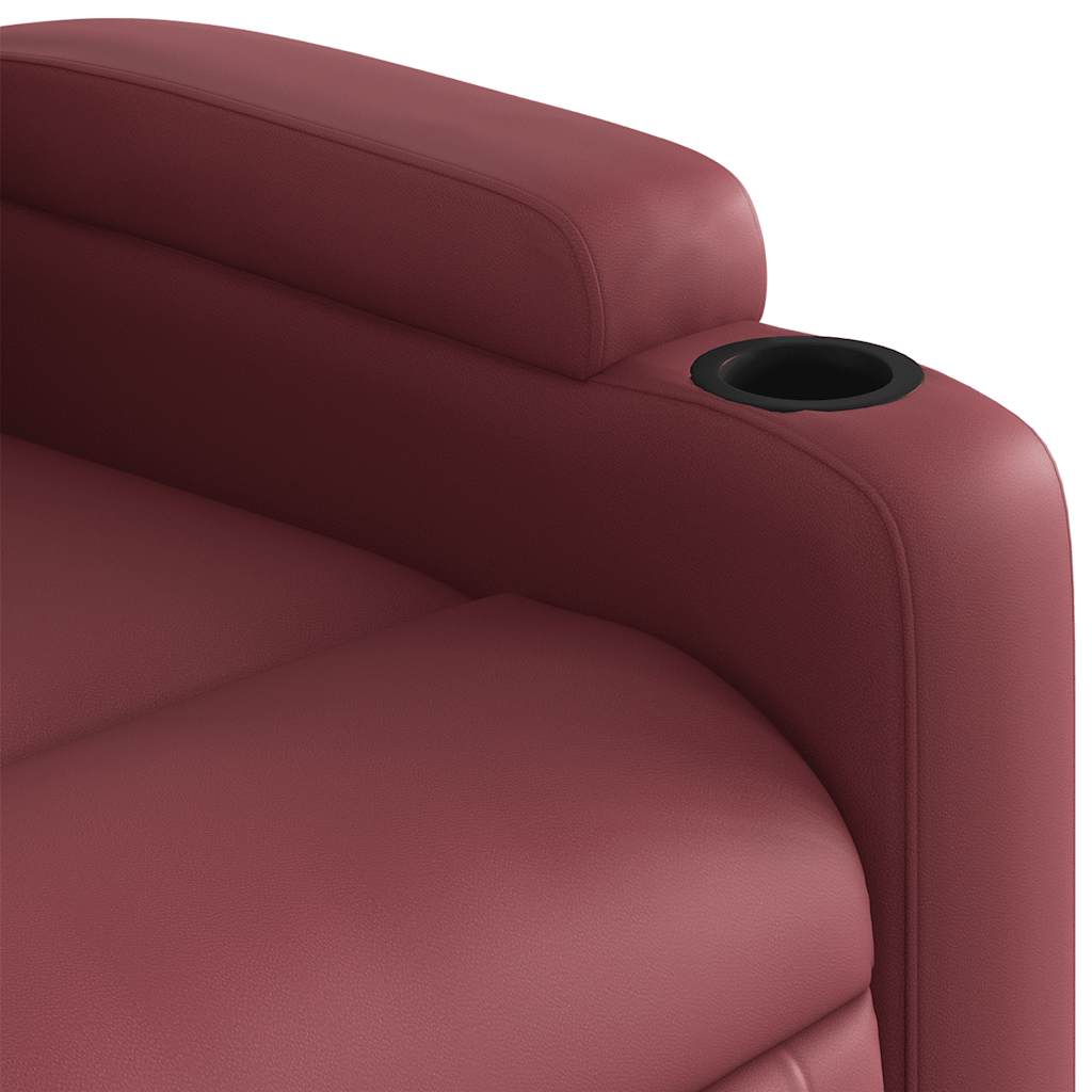 Poltrona Alzapersone Massaggi Reclinabile Rosso Vino Similpelle | homemem39