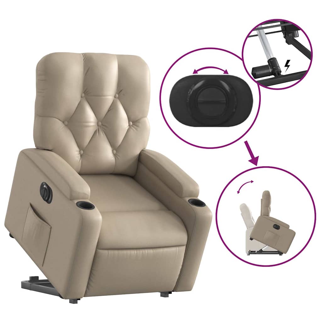 Poltrona Alzapersona Reclinante Elettrica Cappuccino Similpelle | homemem39