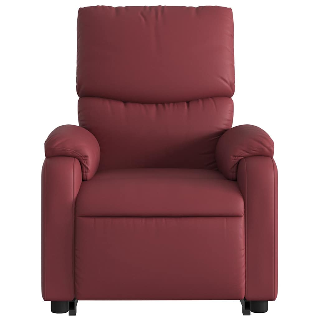 Poltrona Alzapersone Massaggi Reclinabile Rosso Vino Similpelle - homemem39