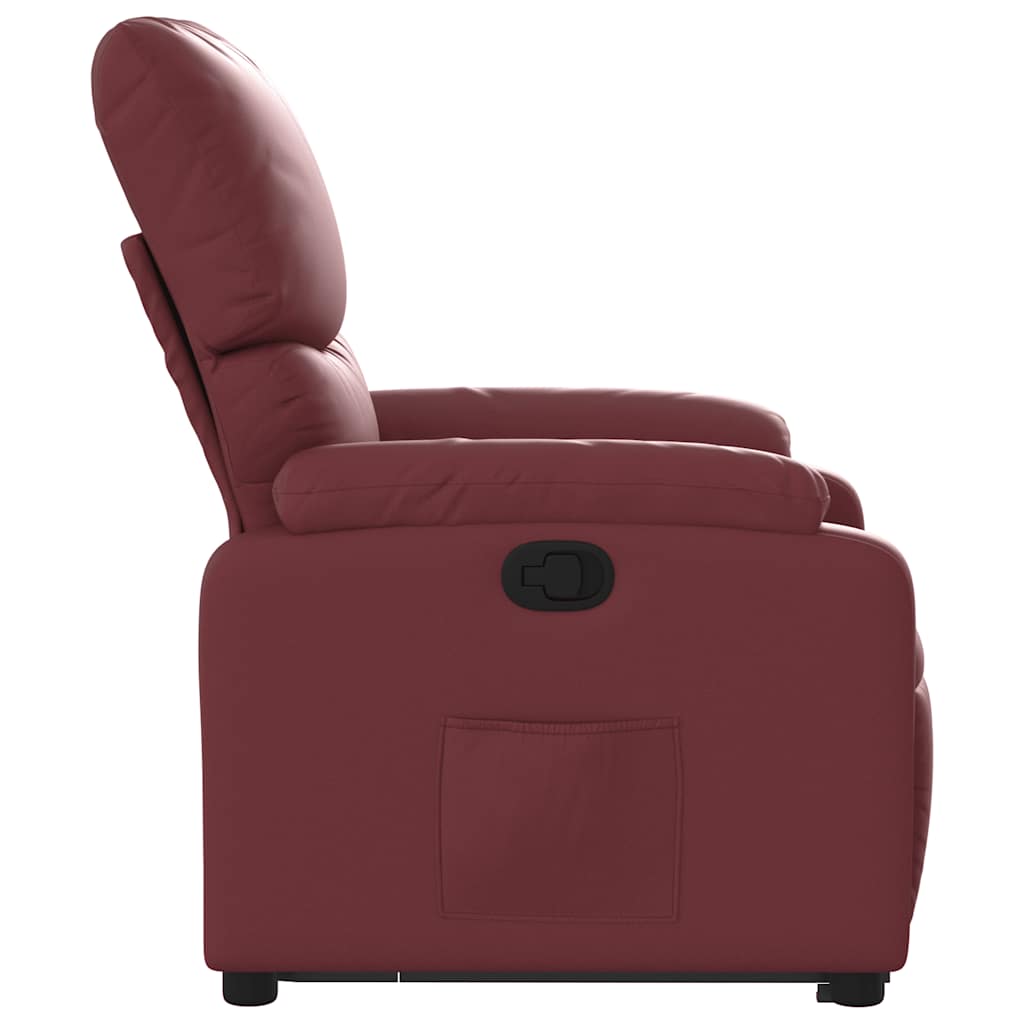 Poltrona Alzapersone Massaggi Reclinabile Rosso Vino Similpelle - homemem39