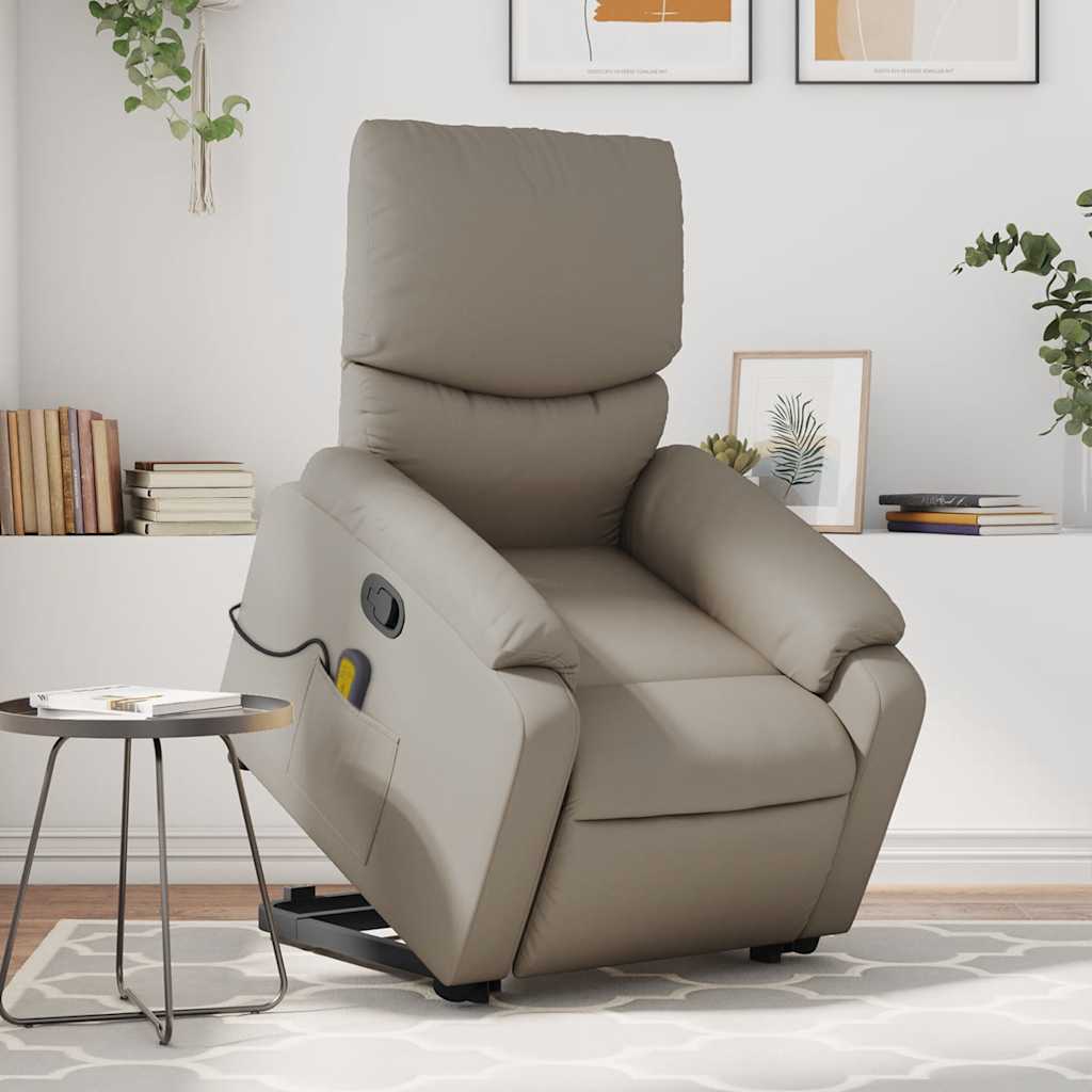 Poltrona Alzapersone Massaggi Reclinabile Cappuccino Similpelle - homemem39