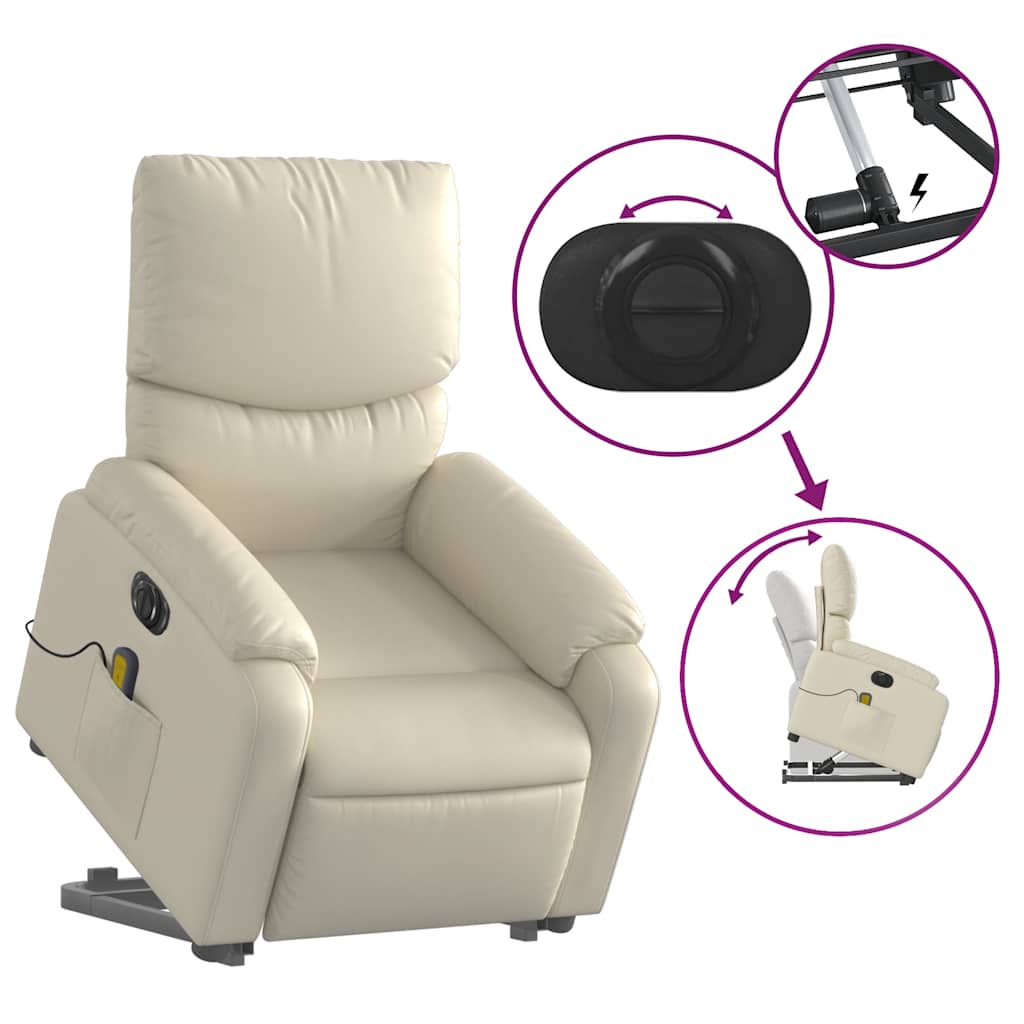 Poltrona Alzapersona Elettrica Reclinabile Crema in Similpelle | homemem39
