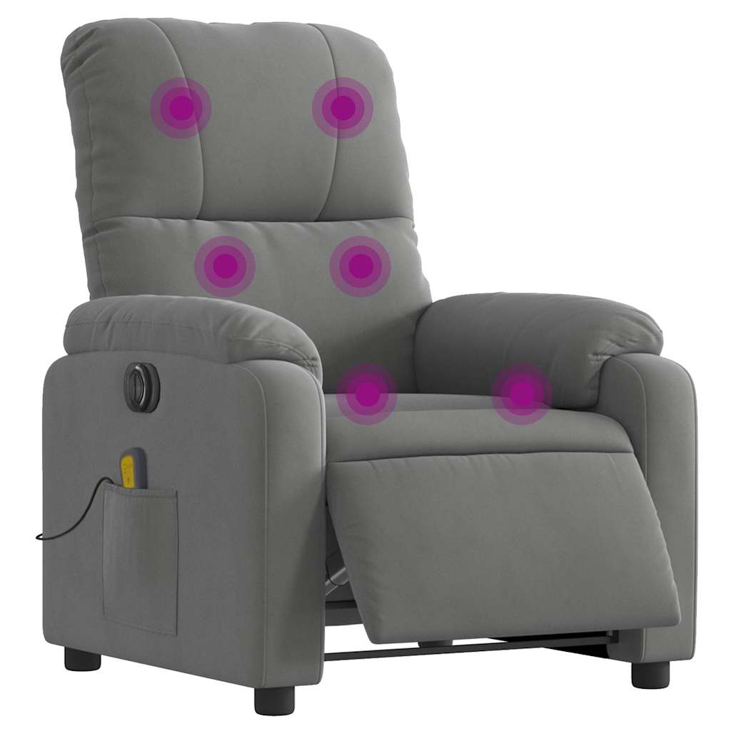 Poltrona Reclinante Massaggi Elettrica Grigio Scuro Microfibra - homemem39