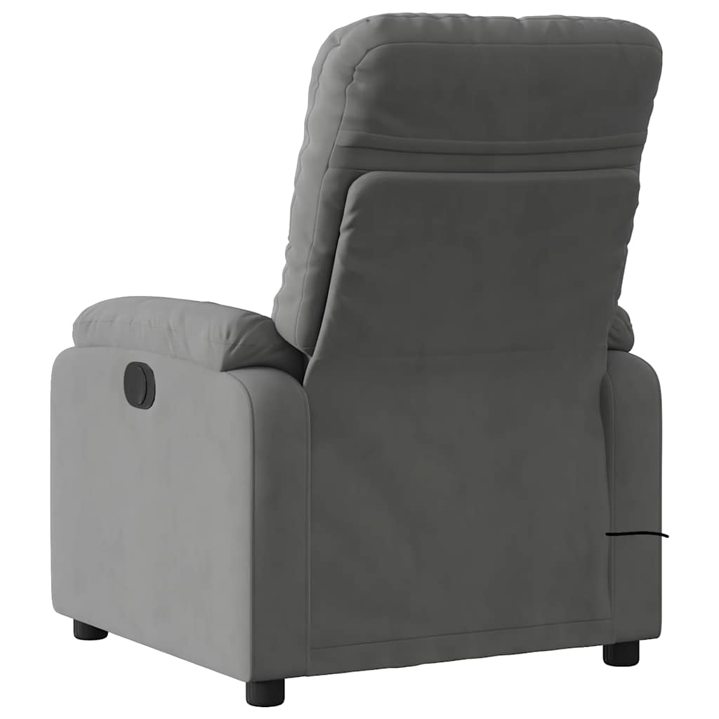 Poltrona Reclinante Massaggi Elettrica Grigio Scuro Microfibra - homemem39