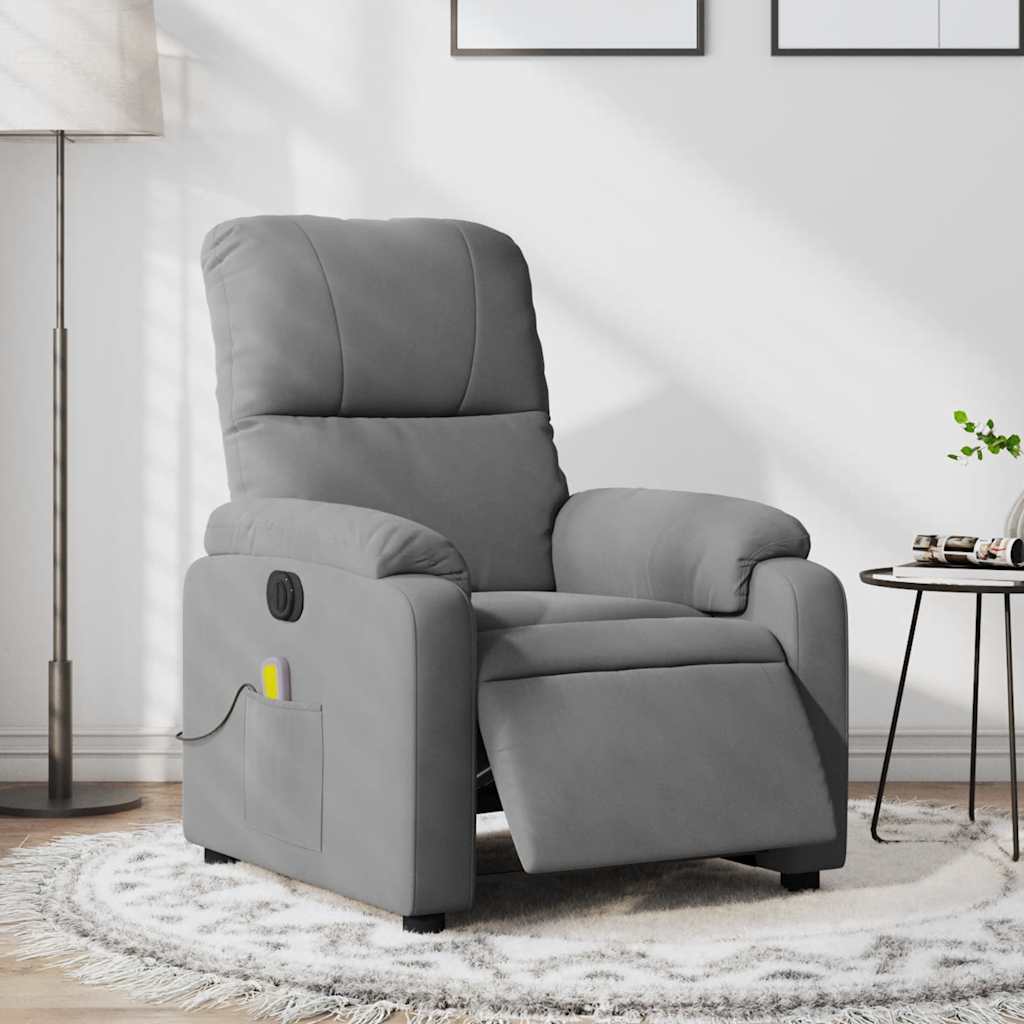 Poltrona Reclinante Massaggi Elettrica Grigio Scuro Microfibra - homemem39