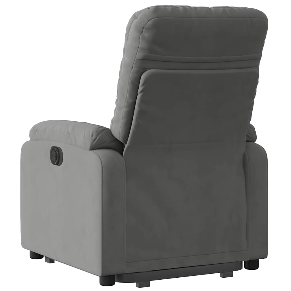 Poltrona a Rialzo Reclinante Elettrica Grigio Scuro Microfibra | homemem39