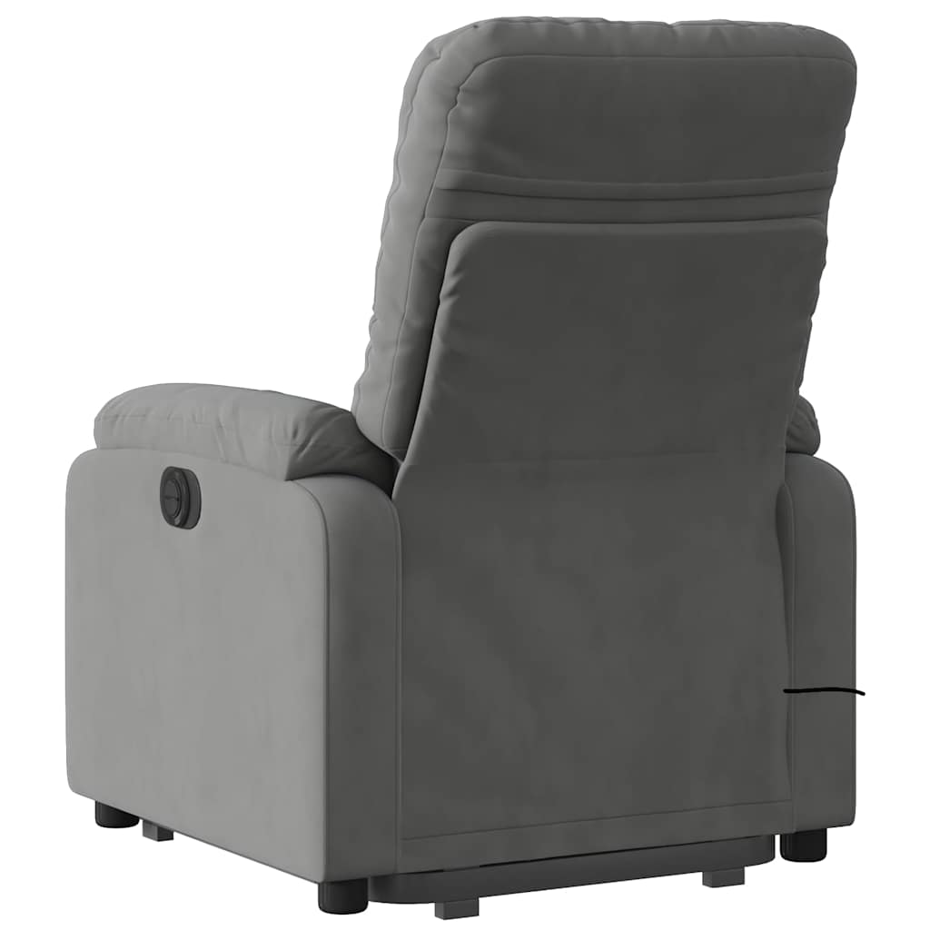 Poltrona a Rialzo Reclinabile Massaggi Grigio Scuro Microfibra - homemem39