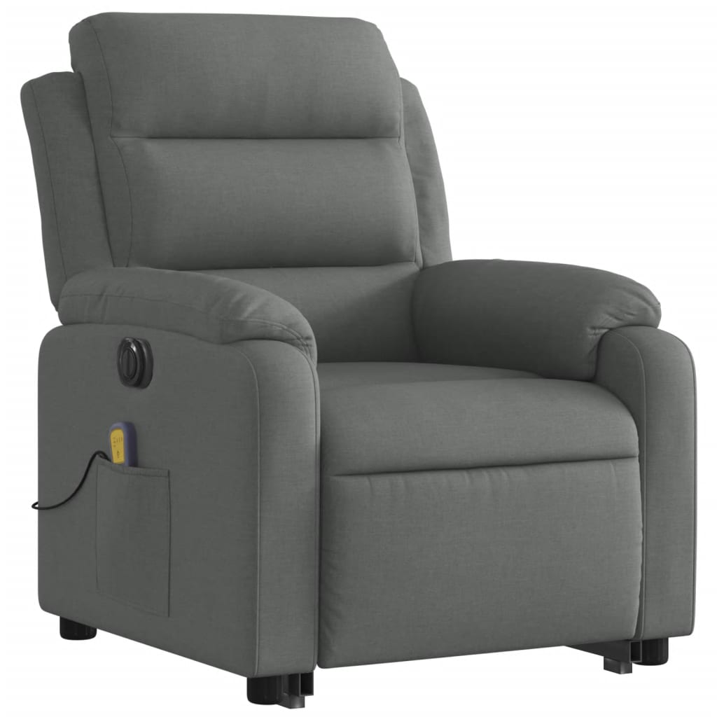 Poltrona Alzapersona Massaggi Elettrica Grigio Scuro Tessuto - homemem39