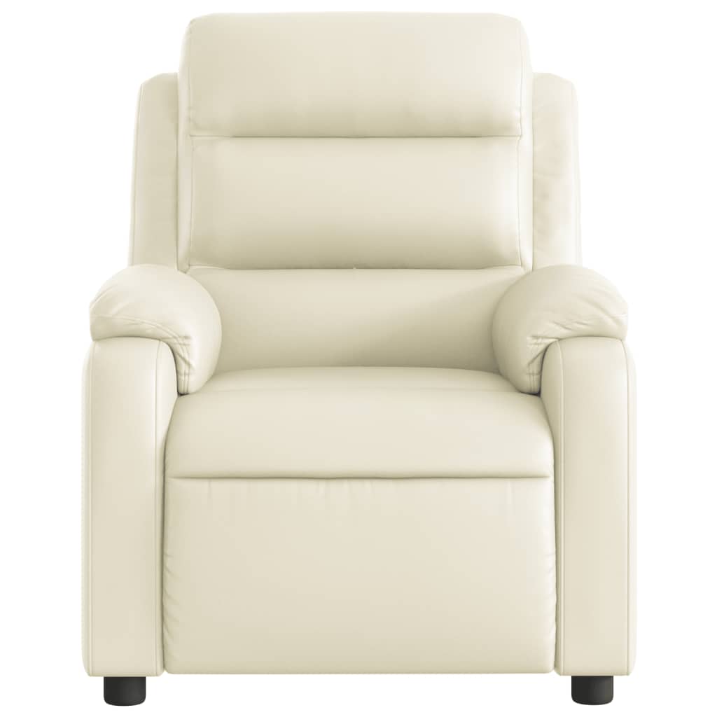 Poltrona Massaggiante Elettrica Reclinabile Crema Similpelle - homemem39