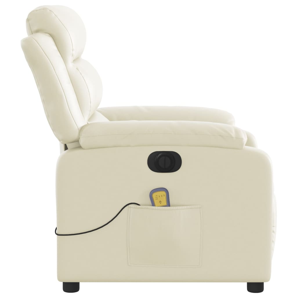 Poltrona Massaggiante Elettrica Reclinabile Crema Similpelle - homemem39