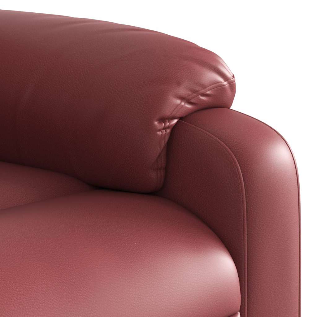 Poltrona Alzapersone Massaggi Reclinabile Rosso Vino Similpelle | homemem39
