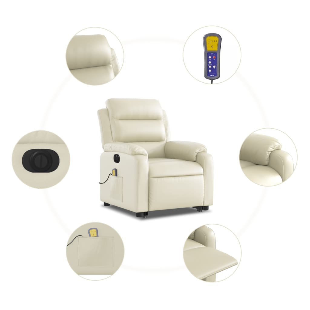 Poltrona Alzapersona Elettrica Reclinabile Crema in Similpelle - homemem39