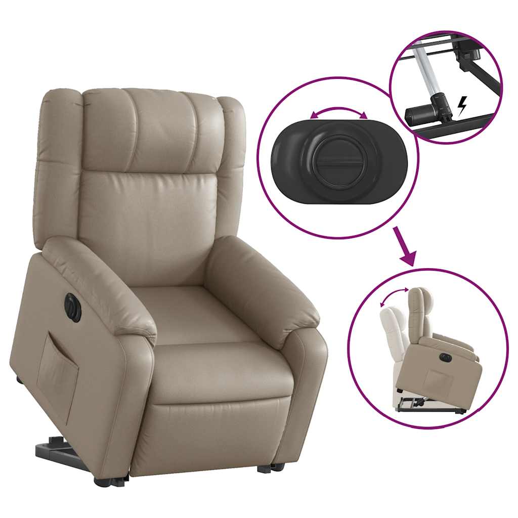 Poltrona Alzapersona Reclinante Elettrica Cappuccino Similpelle | homemem39