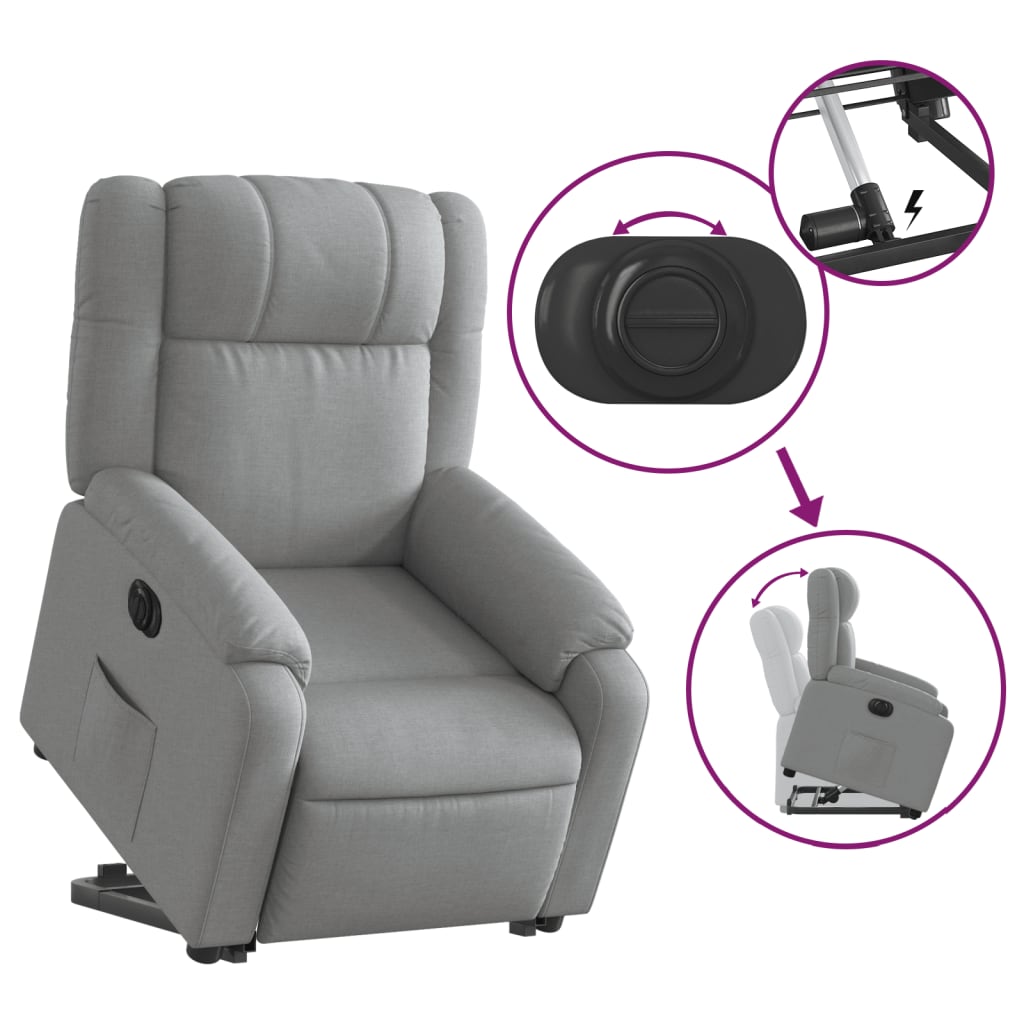 Poltrona Reclinante Alzapersona Elettrica Grigio Chiaro Tessuto | homemem39