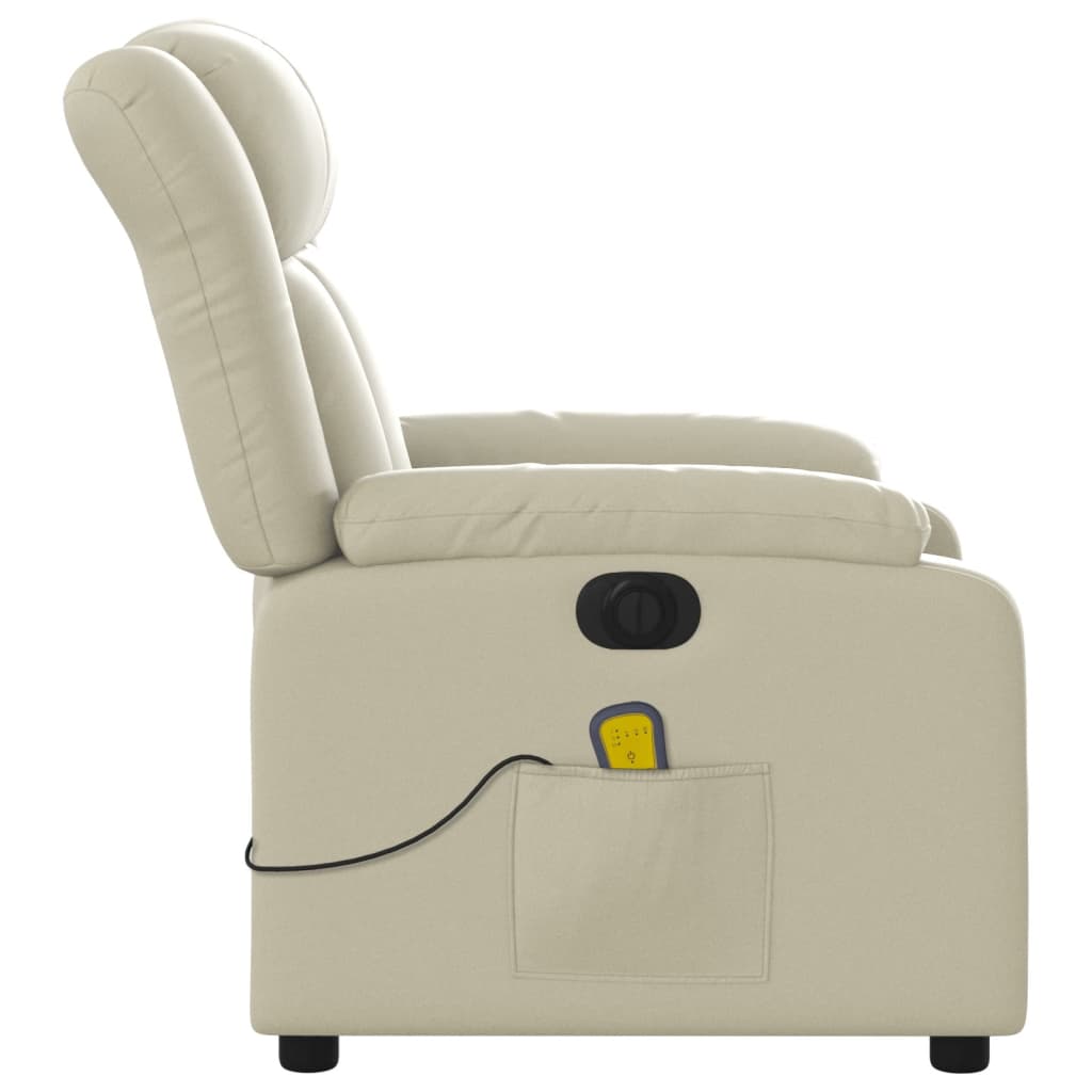 Poltrona Massaggiante Elettrica Reclinabile Crema Similpelle - homemem39
