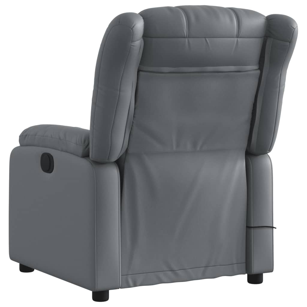 Poltrona Massaggiante Elettrica Reclinabile Grigio Similpelle - homemem39
