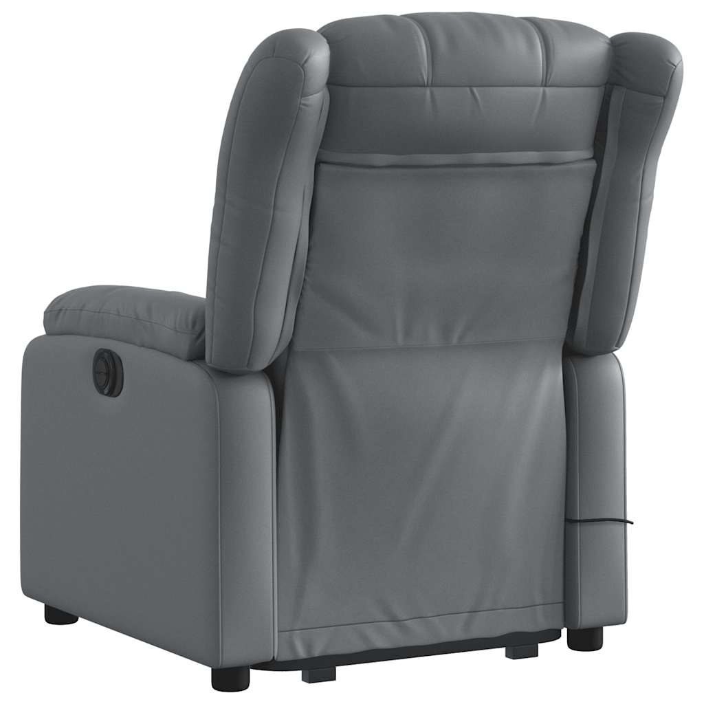 Poltrona Alzapersona Elettrica Reclinabile Grigio in Similpelle - homemem39