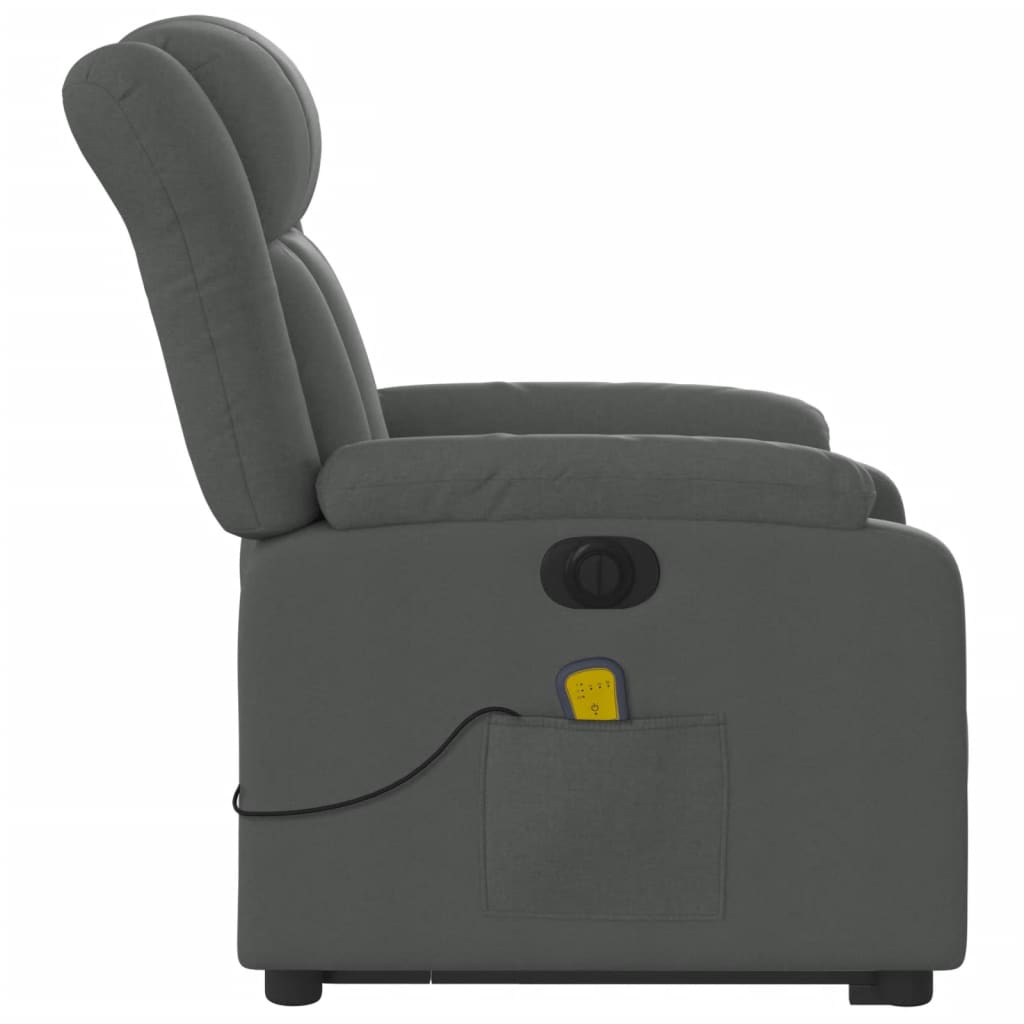 Poltrona Alzapersona Massaggi Elettrica Grigio Scuro Tessuto - homemem39