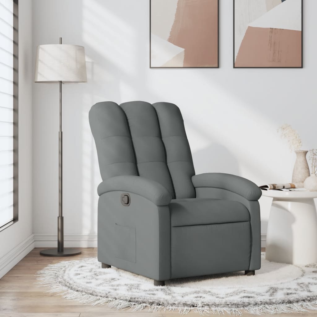 Poltrona reclinabile in tessuto grigio scuro
