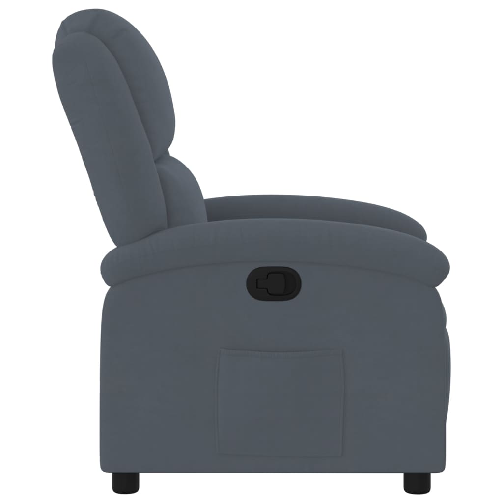 Poltrona reclinabile in velluto grigio scuro